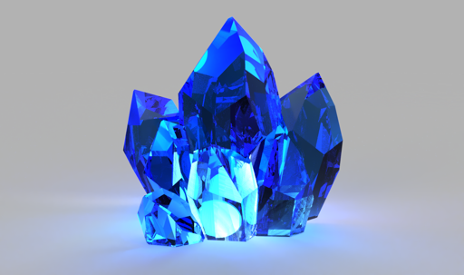 Rendering eines blauen leuchtenden Kristalls